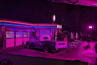 Filming at the OK Diner Leominster