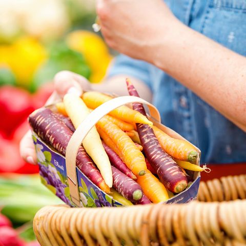 Lady Putting Carrots in her basket