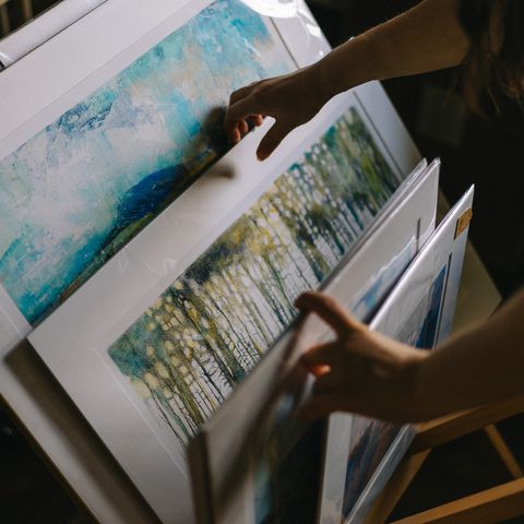 Looking through prints