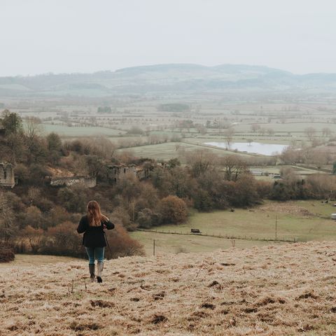 Wigmore Hills and castle ruins in background