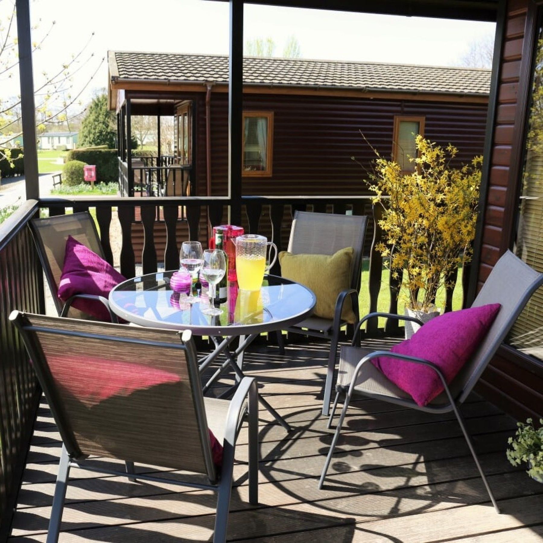 Each lodge has a private decking balcony