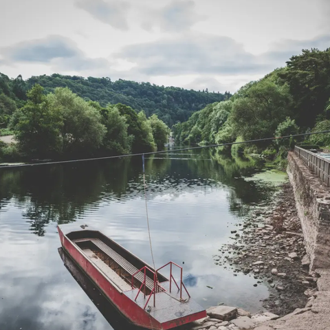 small pull along ferry on the river wye