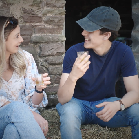 Chatting and drinking cider